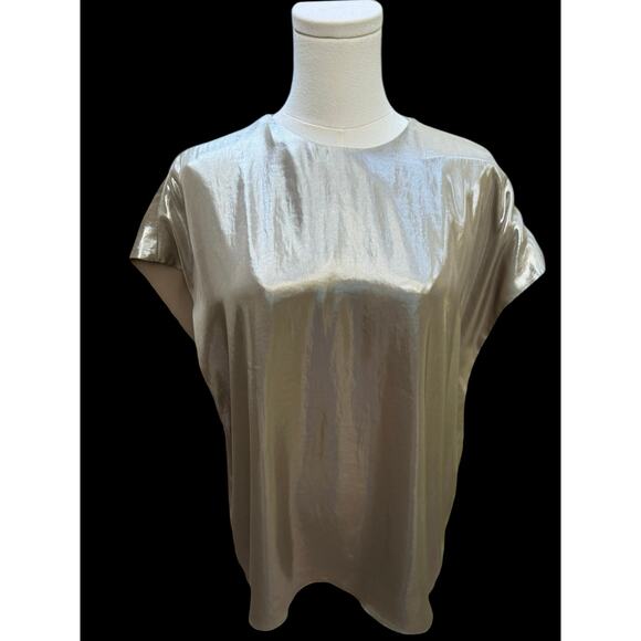 Banana Republic Large NEW WITH TAGS Liquid Metallic Flowy Blouse Top SLinky - Picture 10 of 14